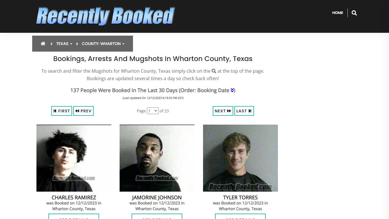 Recent bookings, Arrests, Mugshots in Wharton County, Texas
